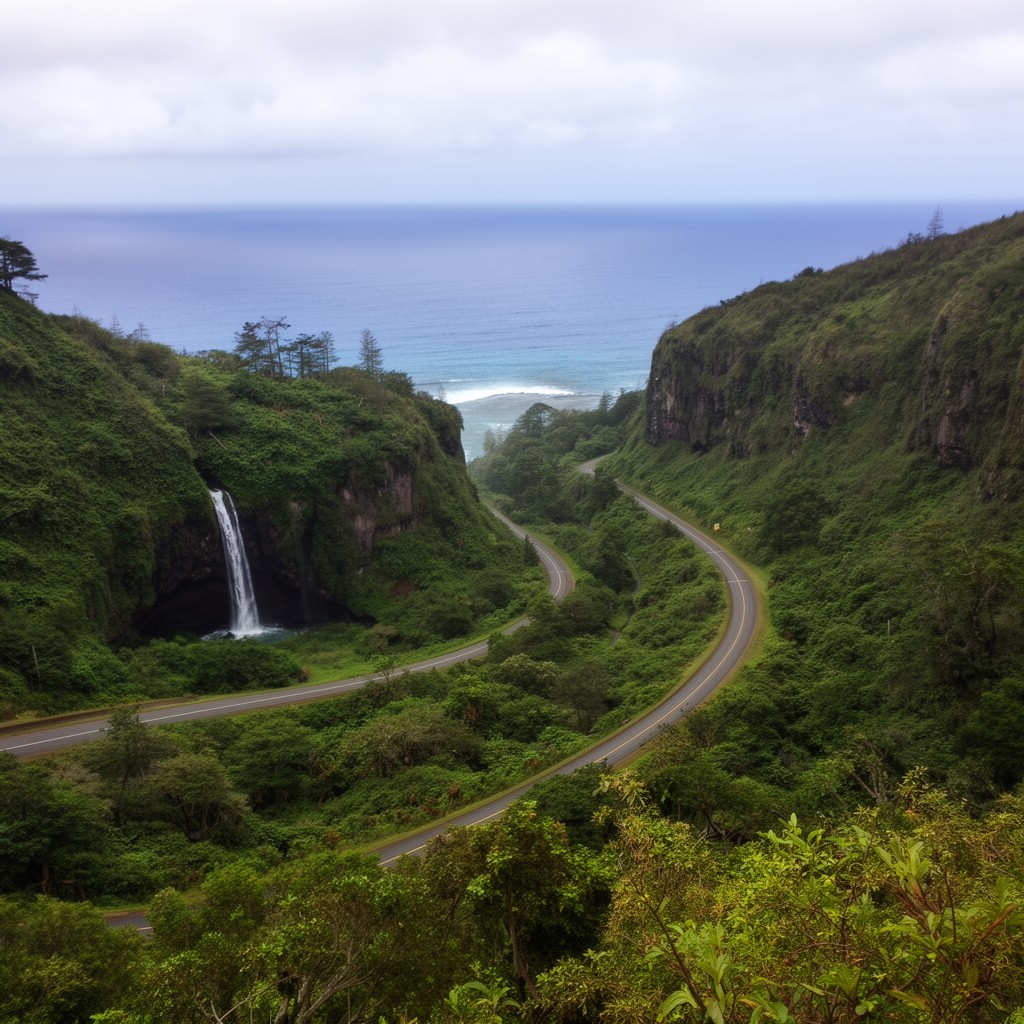 AI-generated illustration of Hāna Highway