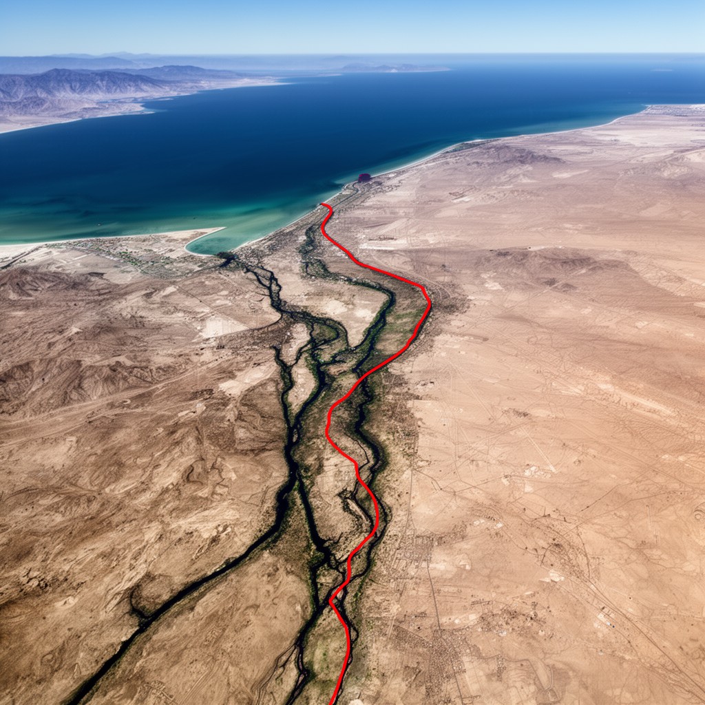 AI-generated illustration of Gulf of California rift zone