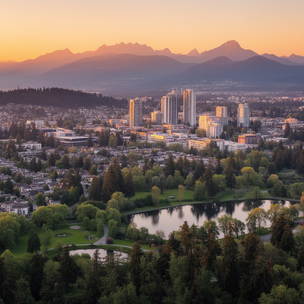 AI-generated illustration of Burnaby, British Columbia, Canada