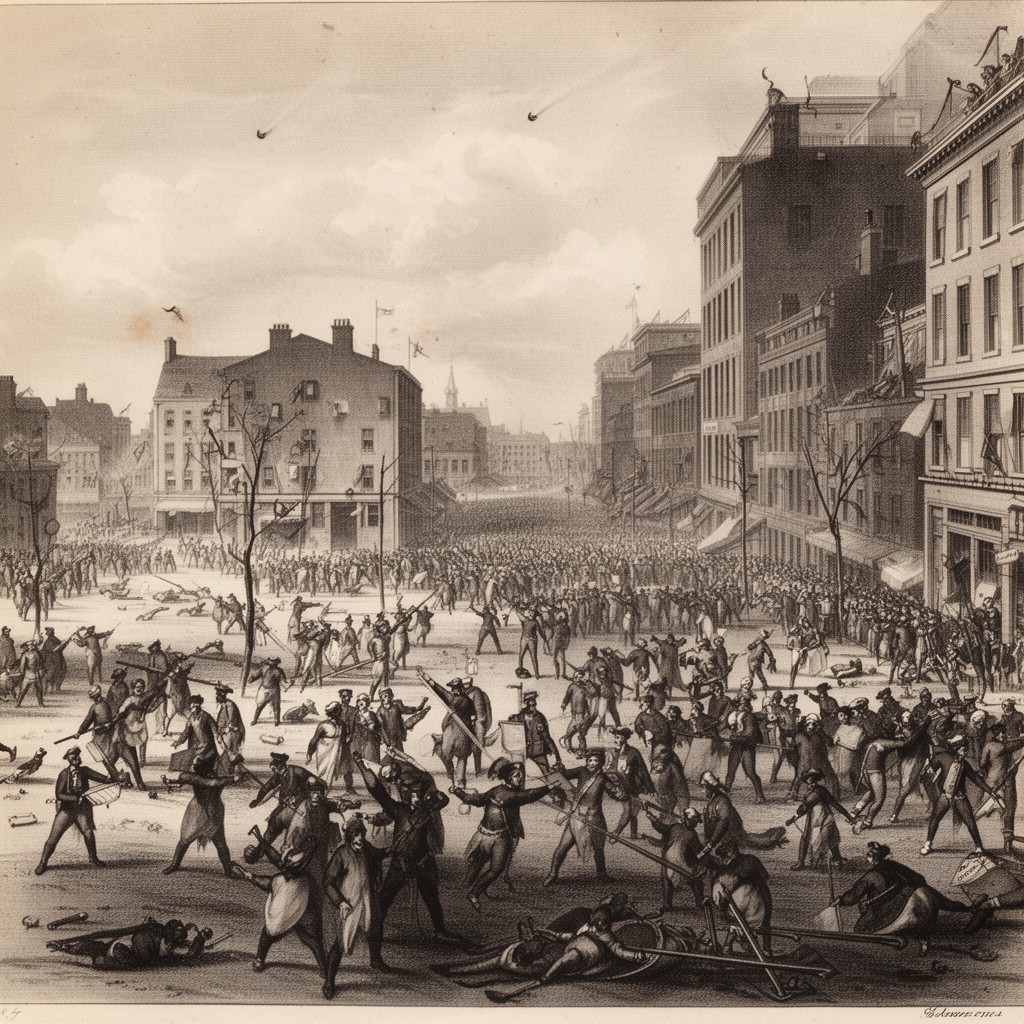 AI-generated illustration of British occupation of New York City