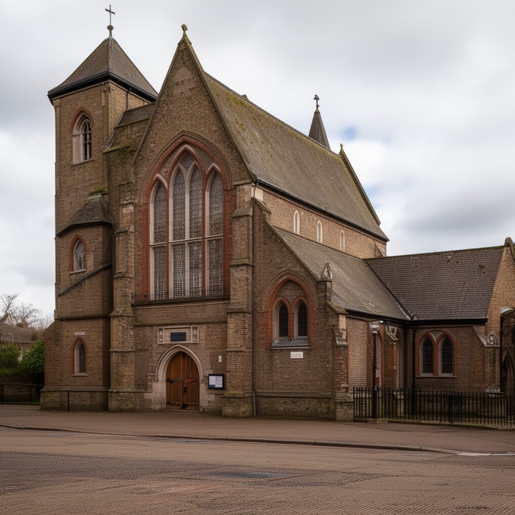 AI-generated illustration of St Theresa’s Catholic Church, Biggin Hill