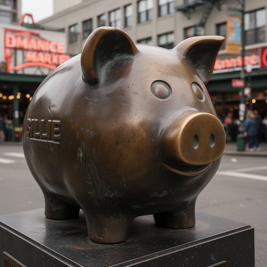 AI-generated illustration of Billie the Piggy Bank
