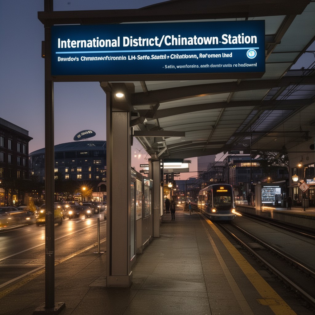 AI-generated illustration of International District/Chinatown Station (Link light rail)