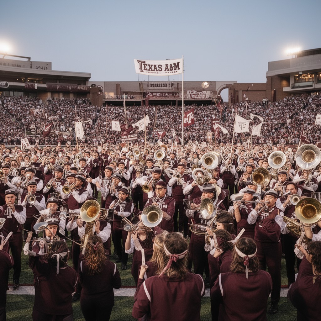 AI-generated illustration of Texas A&M bands
