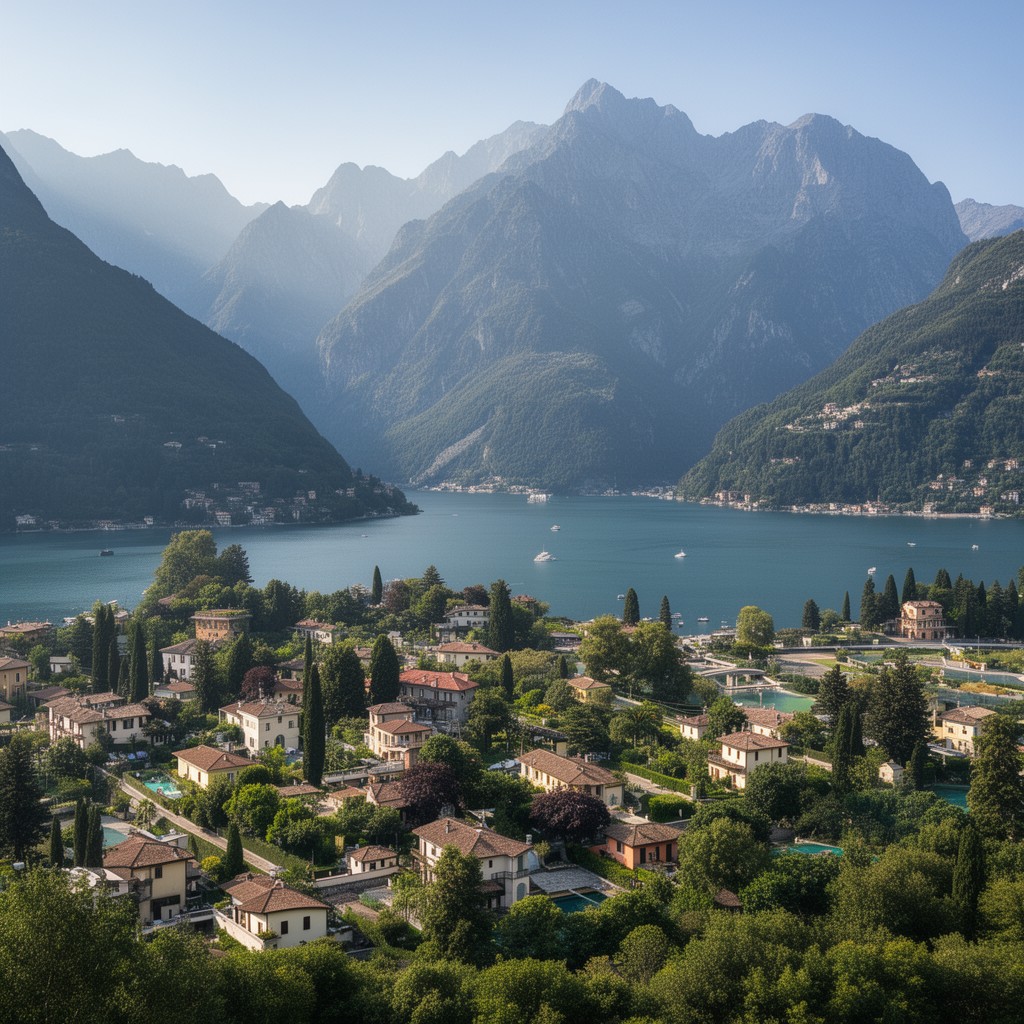 AI-generated illustration of Italian Lake District