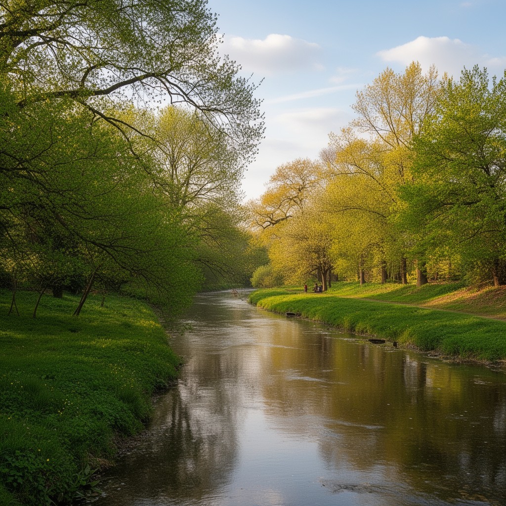 AI-generated illustration of River Colne