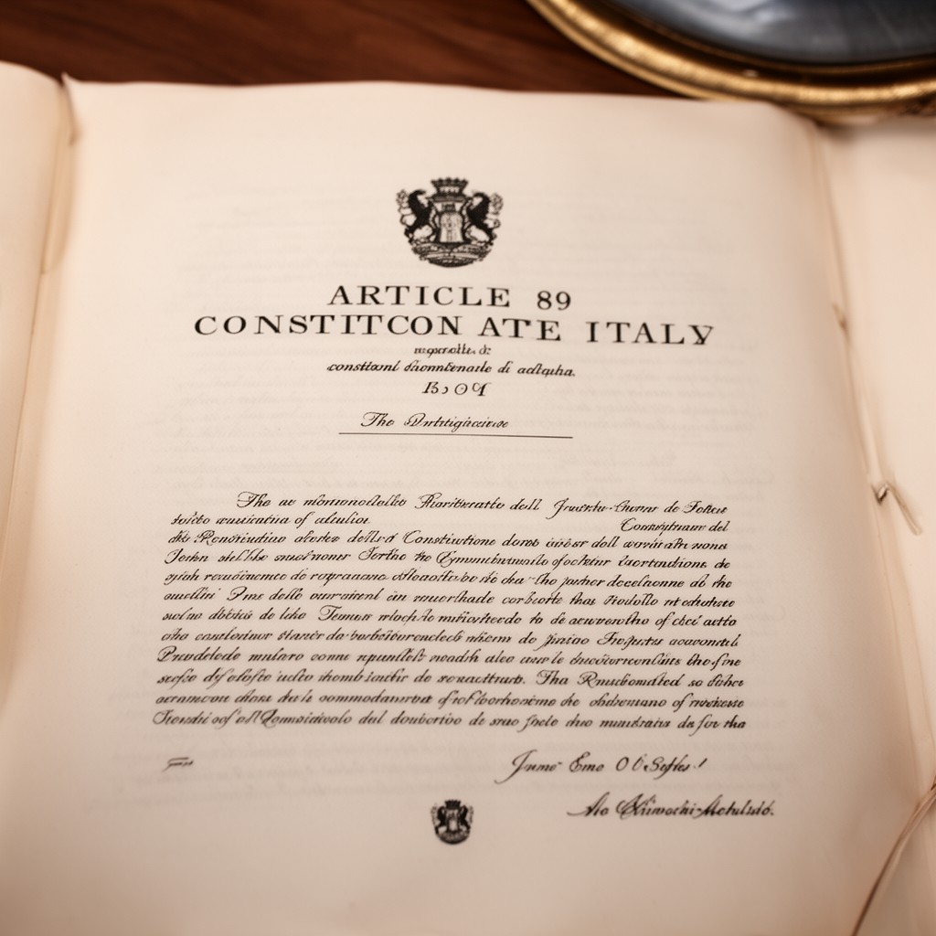 AI-generated illustration of Article 89 of the Constitution of Italy