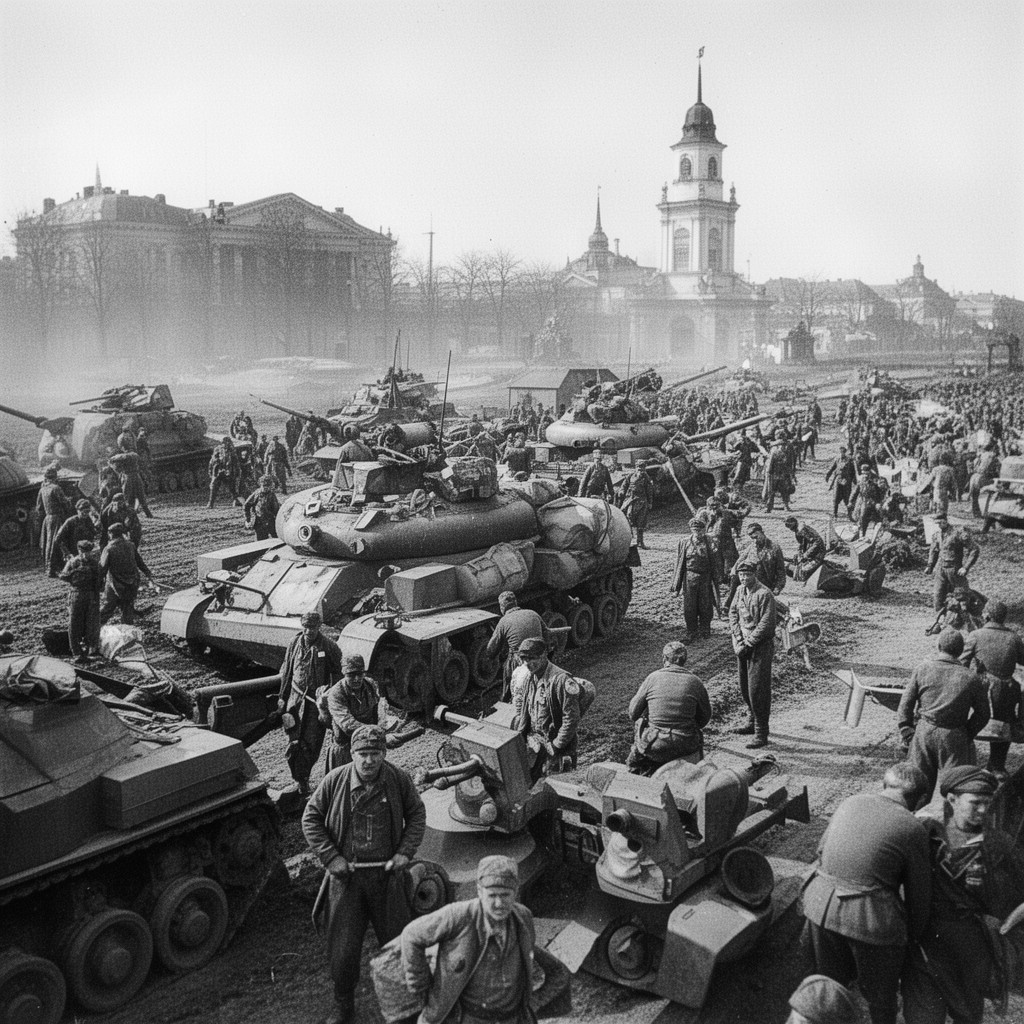 AI-generated illustration of Soviet Belgorod–Kharkov offensive operation