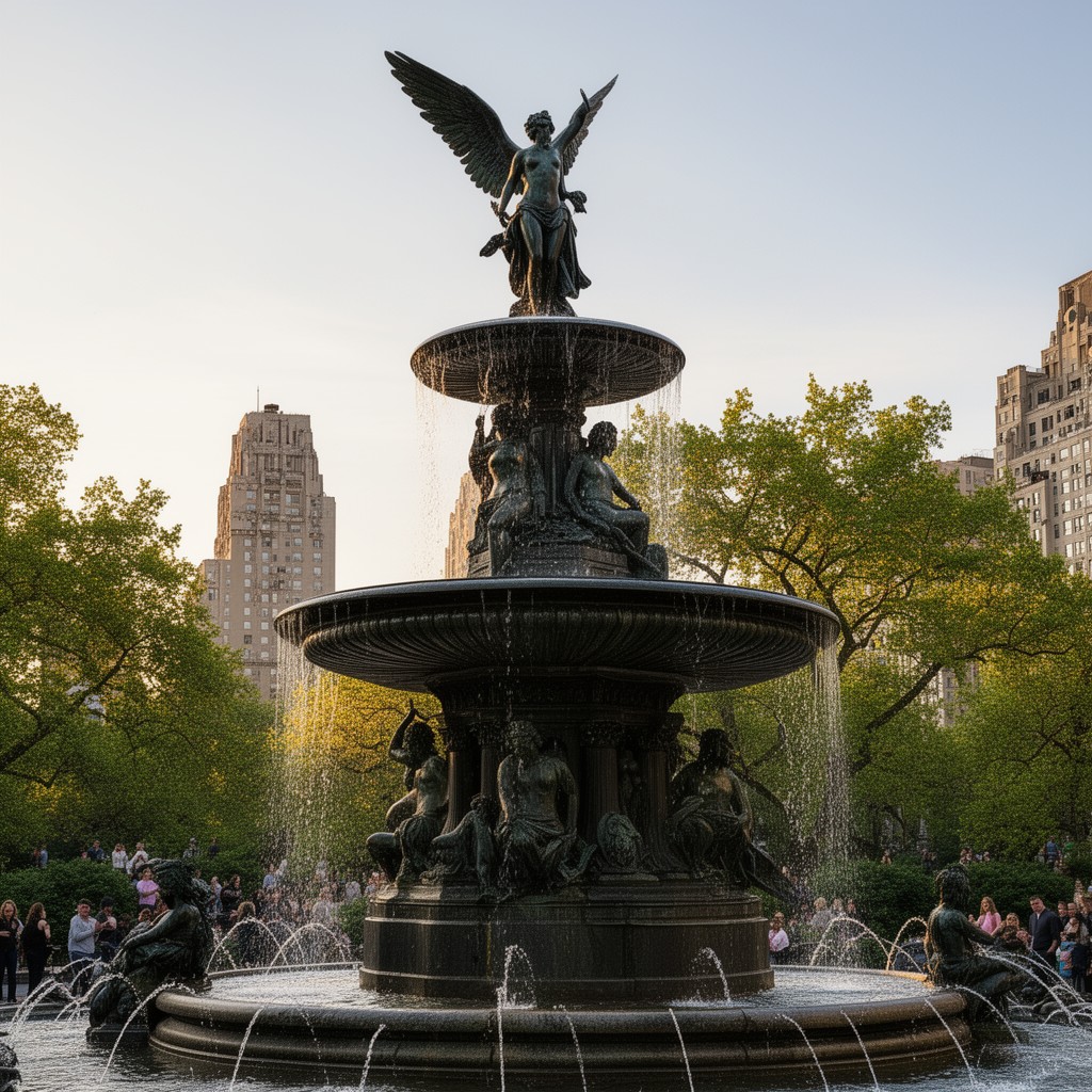 AI-generated illustration of Bethesda Fountain