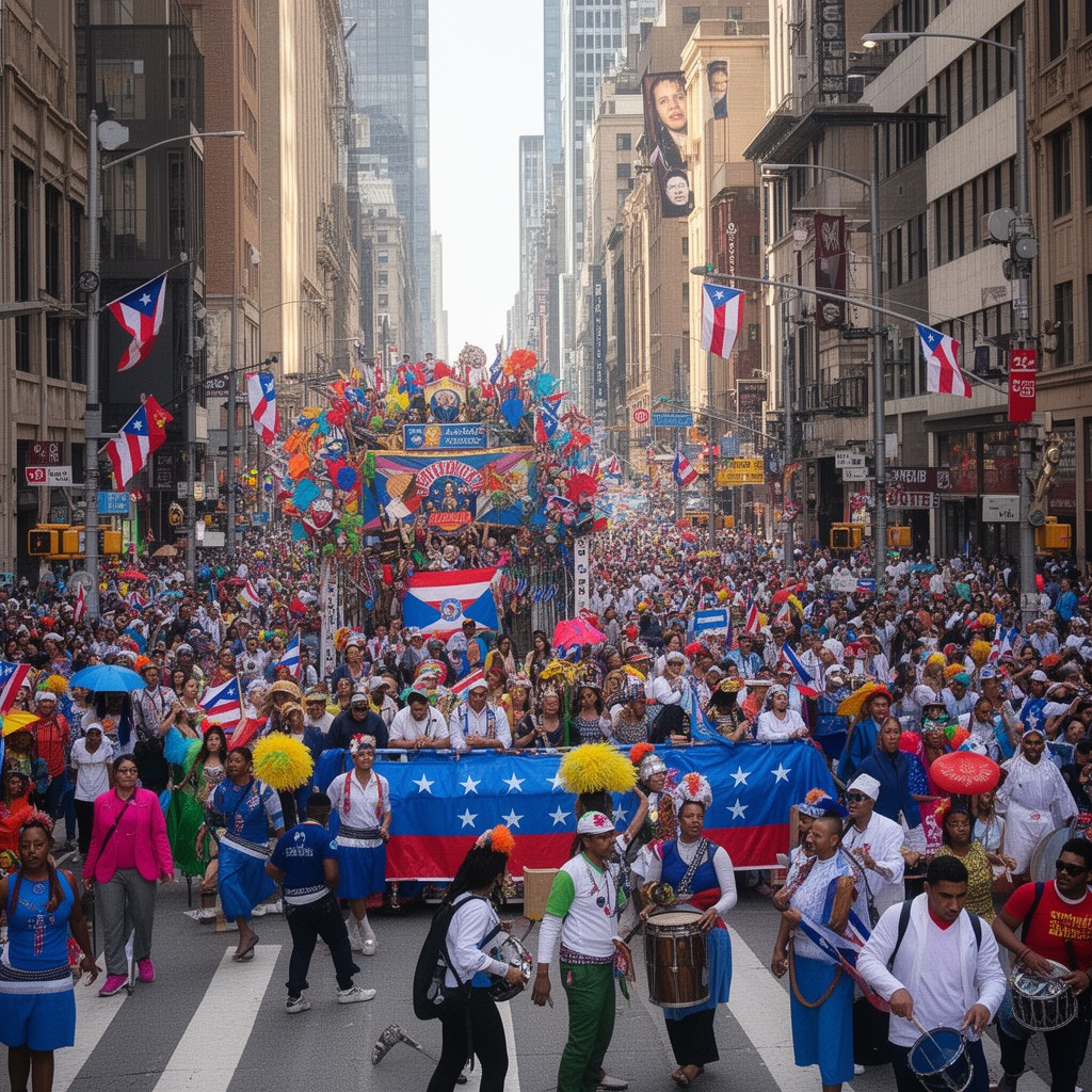 AI-generated illustration of Puerto Rican Day Parade