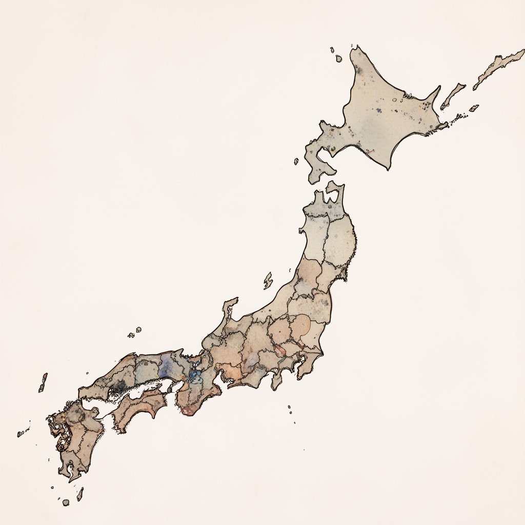 AI-generated illustration of Japanese archipelago