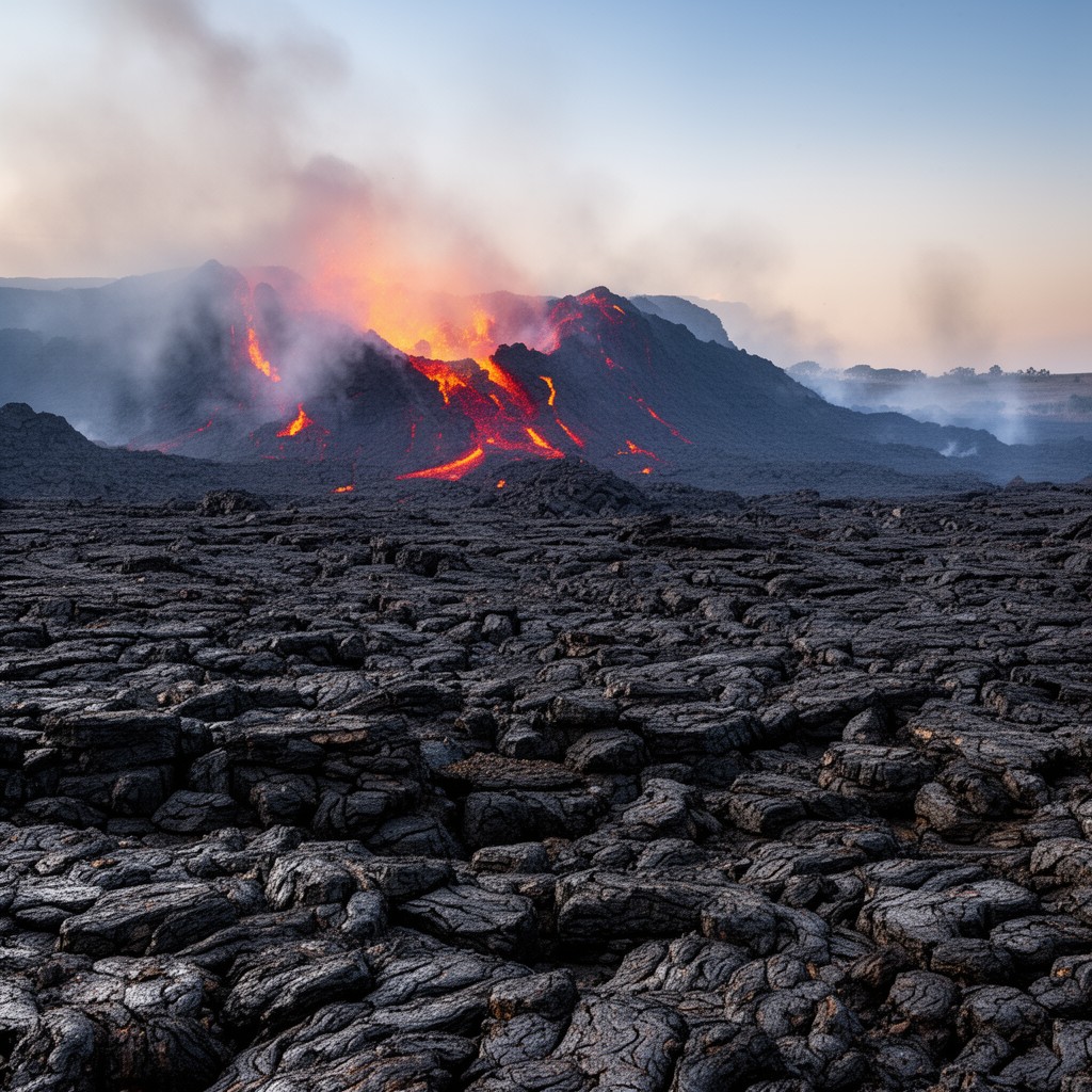 AI-generated illustration of Ethiopian Traps volcanism