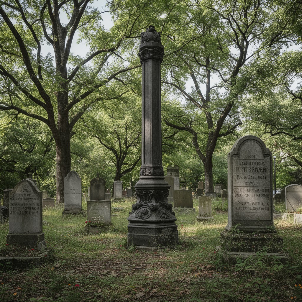 AI-generated illustration of German Waldheim Cemetery