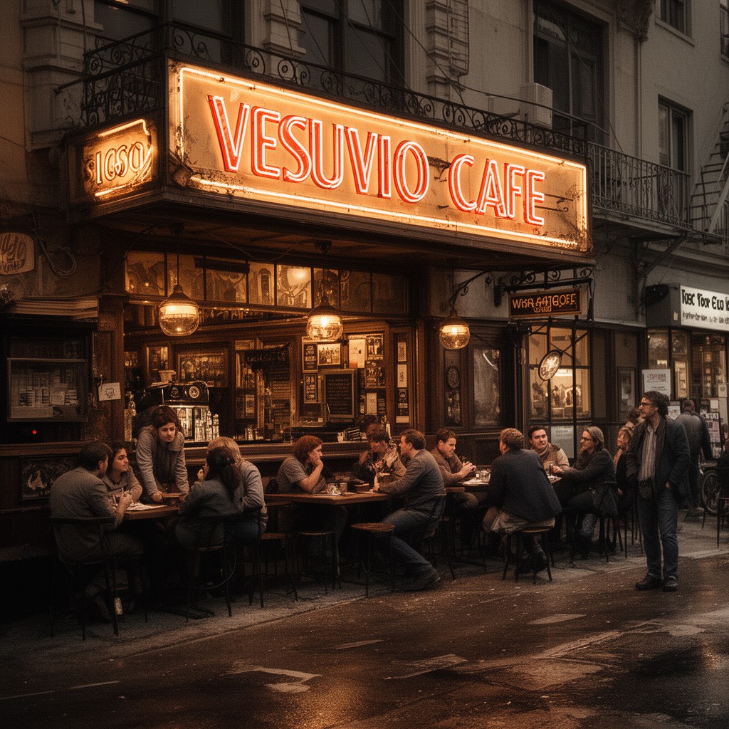 AI-generated illustration of Vesuvio Cafe