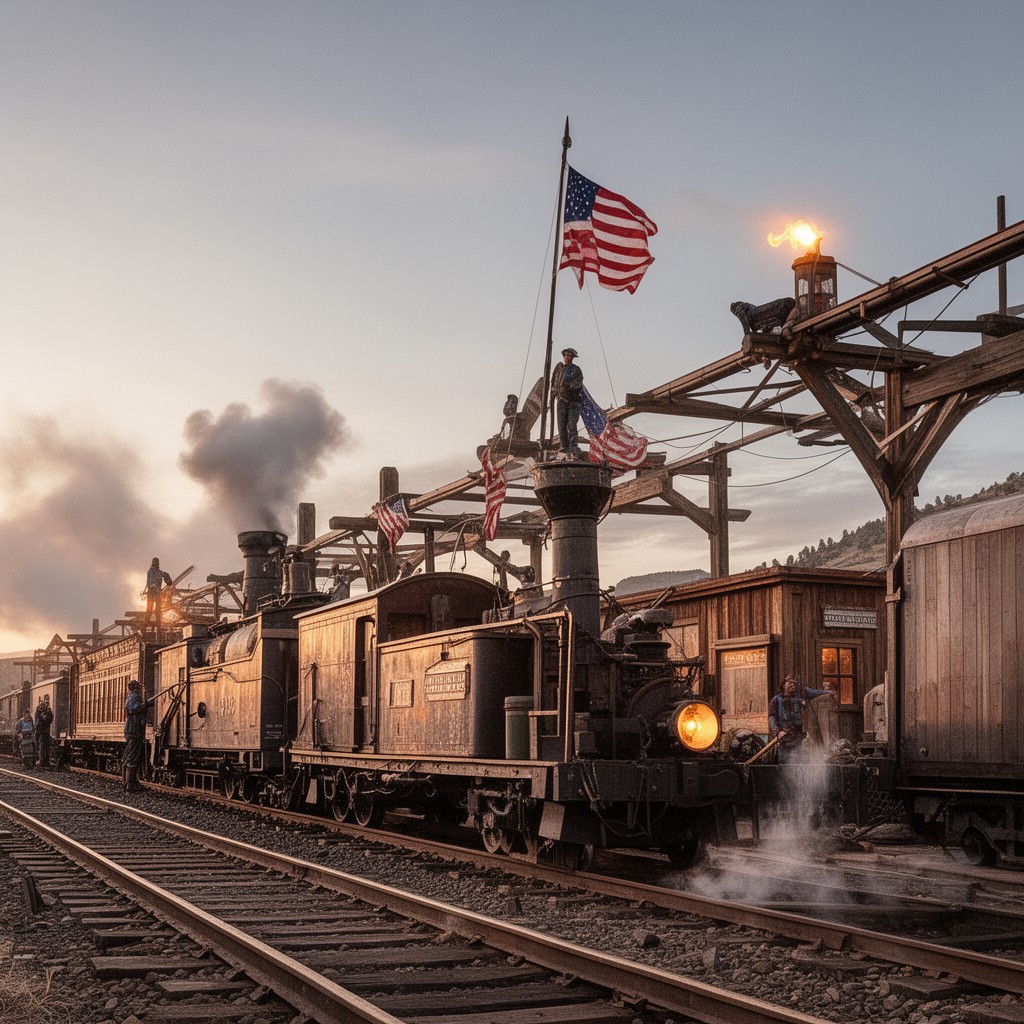 AI-generated illustration of First Transcontinental Railroad