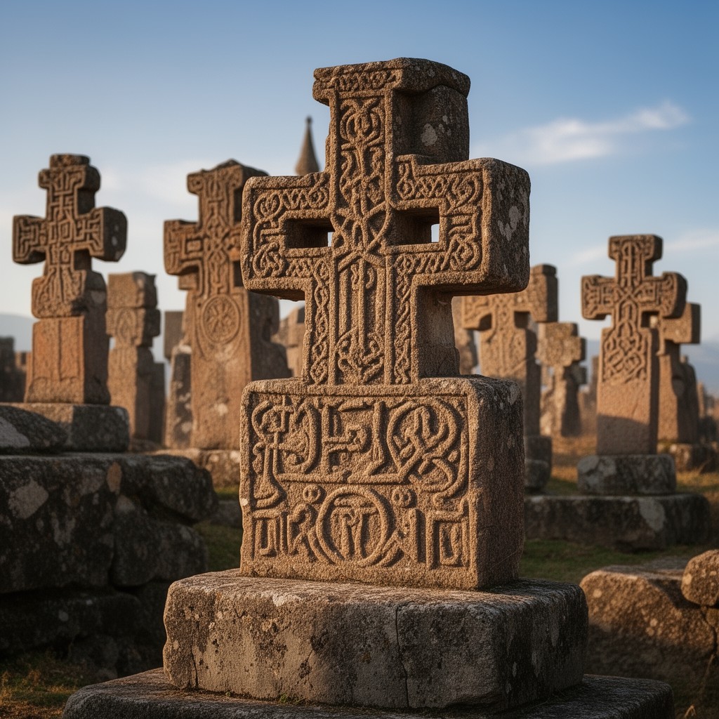 AI-generated illustration of Armenian khachkars symbolism and craftsmanship