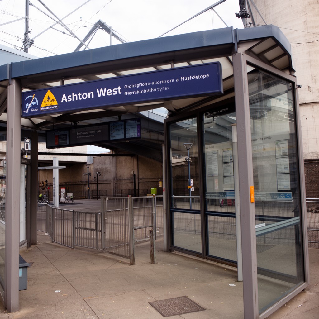 AI-generated illustration of Ashton West tram stop