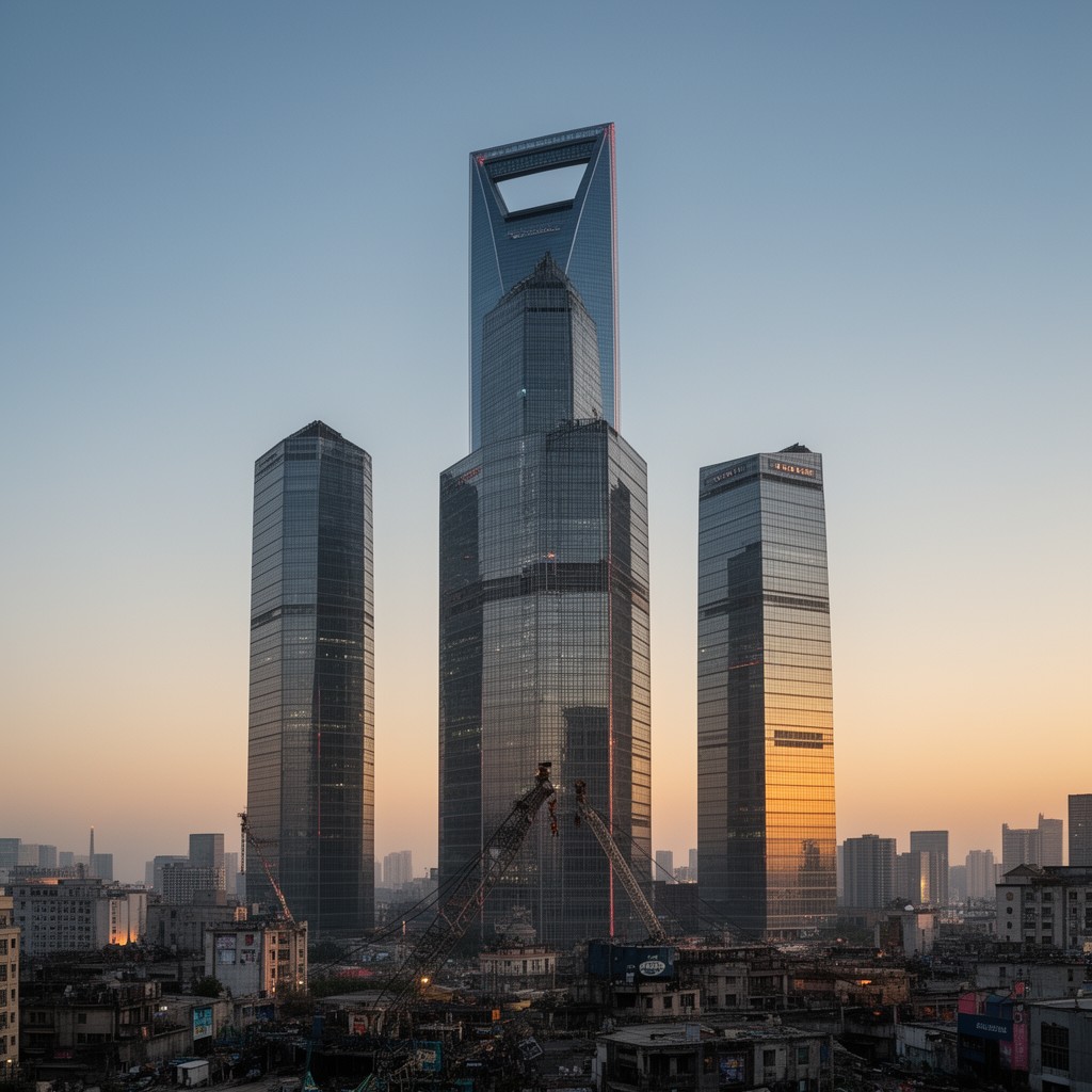 AI-generated illustration of Shanghai World Financial Center