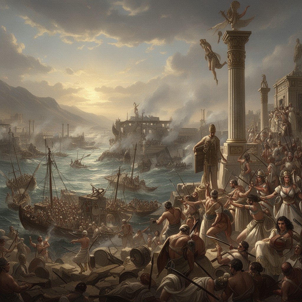 AI-generated illustration of Battle of Alexandria (31 BC campaigns)