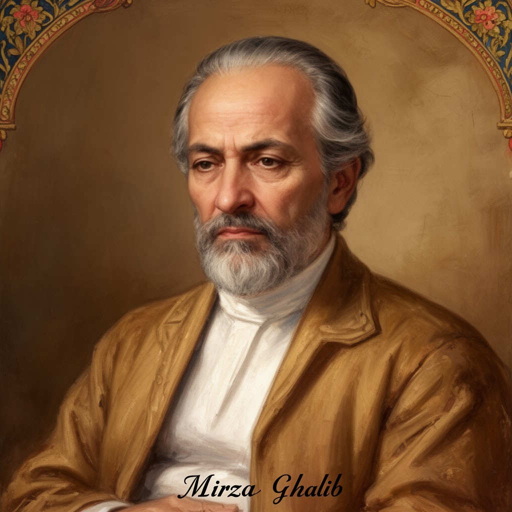 AI-generated illustration of Mirza Ghalib