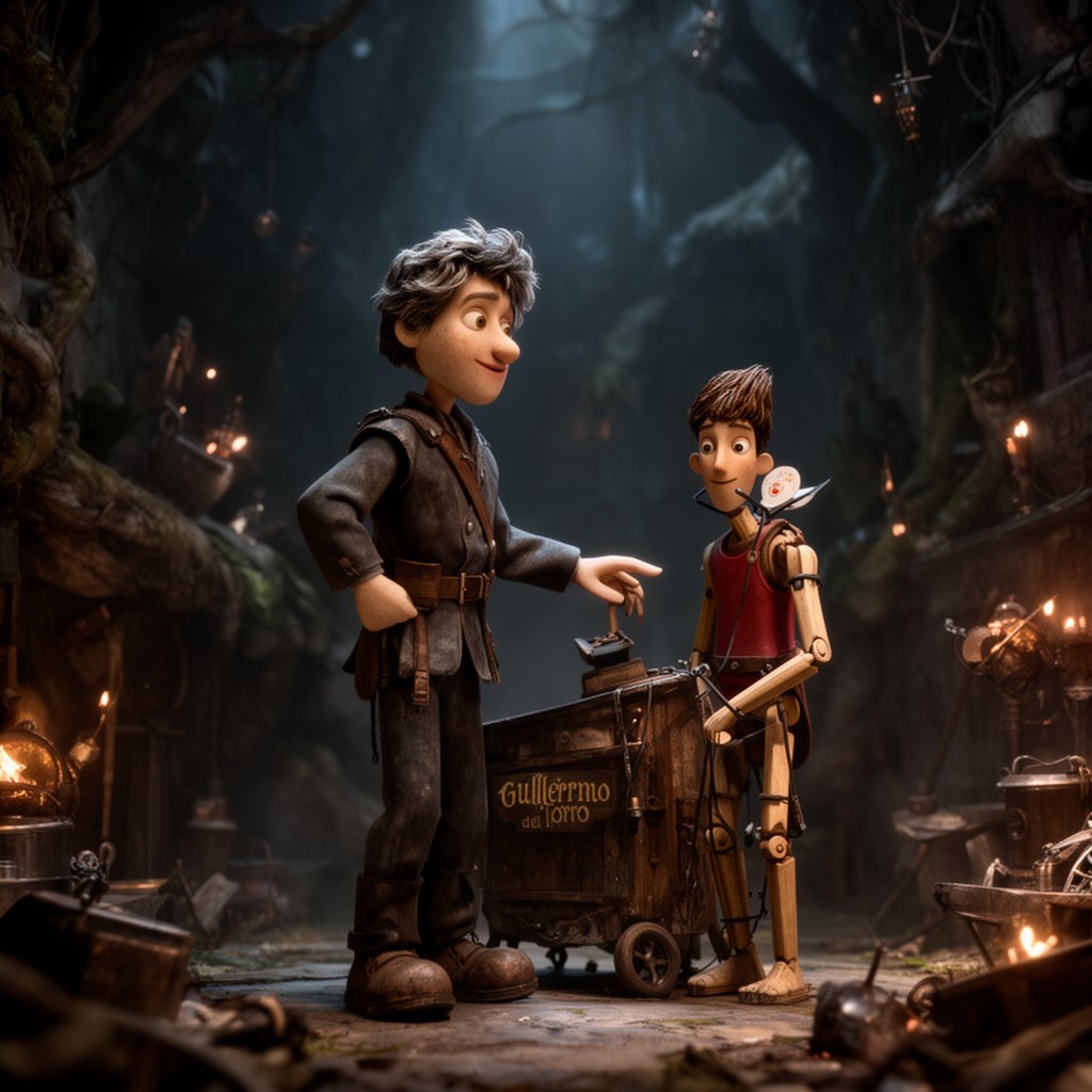 AI-generated illustration of Guillermo del Toro's Pinocchio