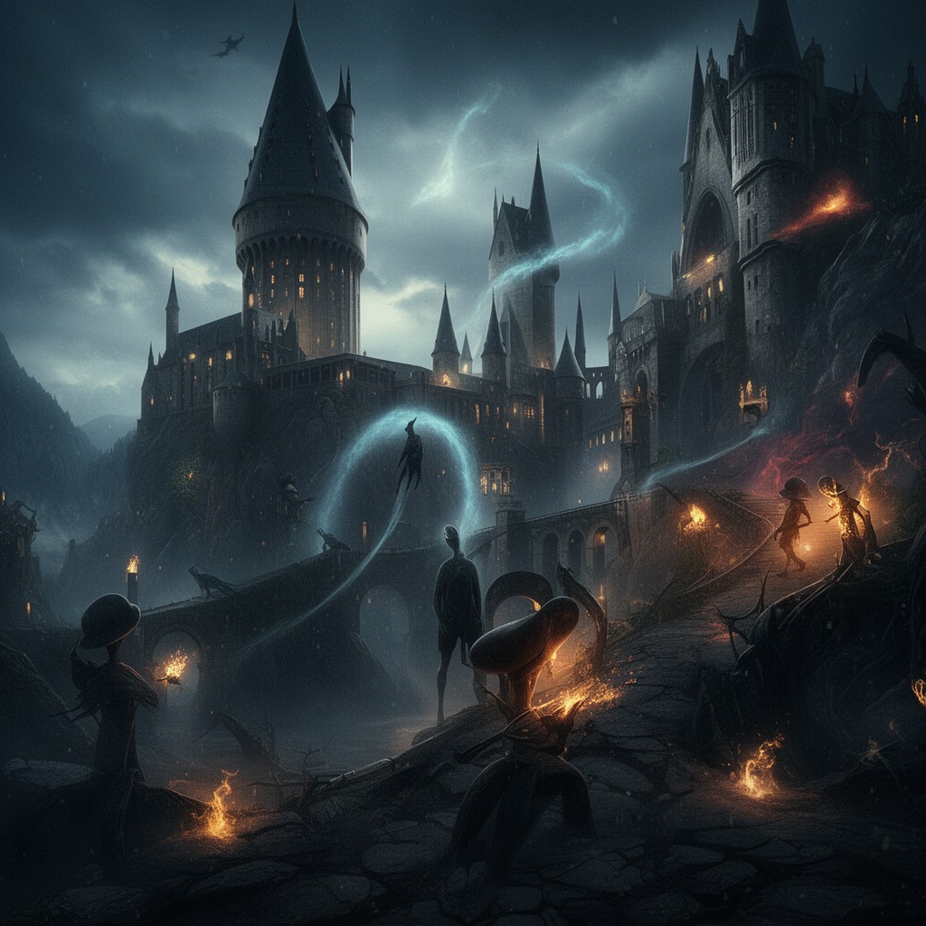 AI-generated illustration of Harry Potter film series