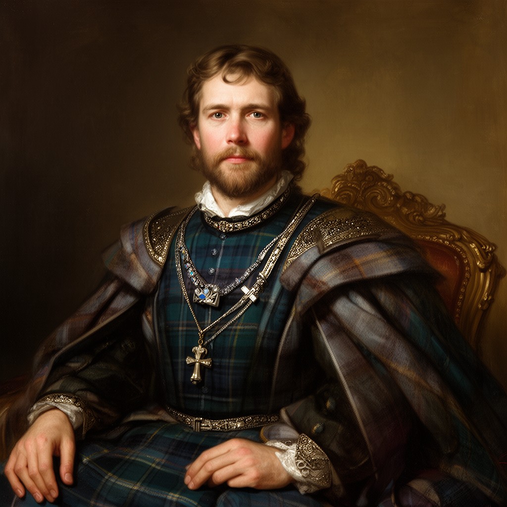 AI-generated illustration of Scottish monarch