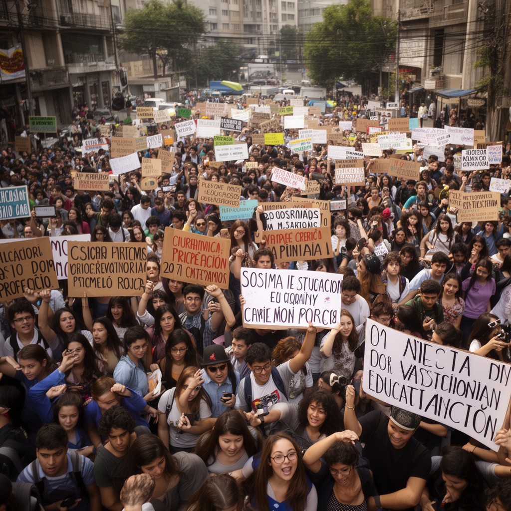 AI-generated illustration of 2011 Chilean student protests