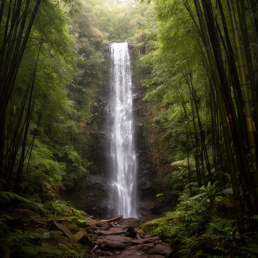 AI-generated illustration of Waimoku Falls