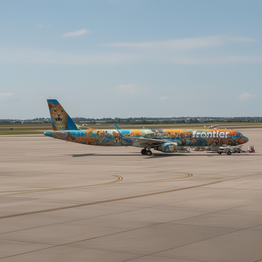 AI-generated illustration of Frontier Airlines