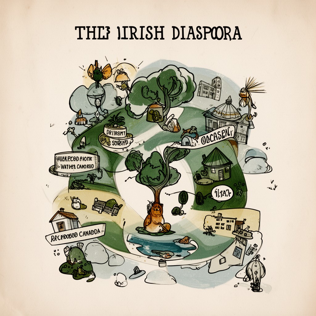 AI-generated illustration of Irish diaspora