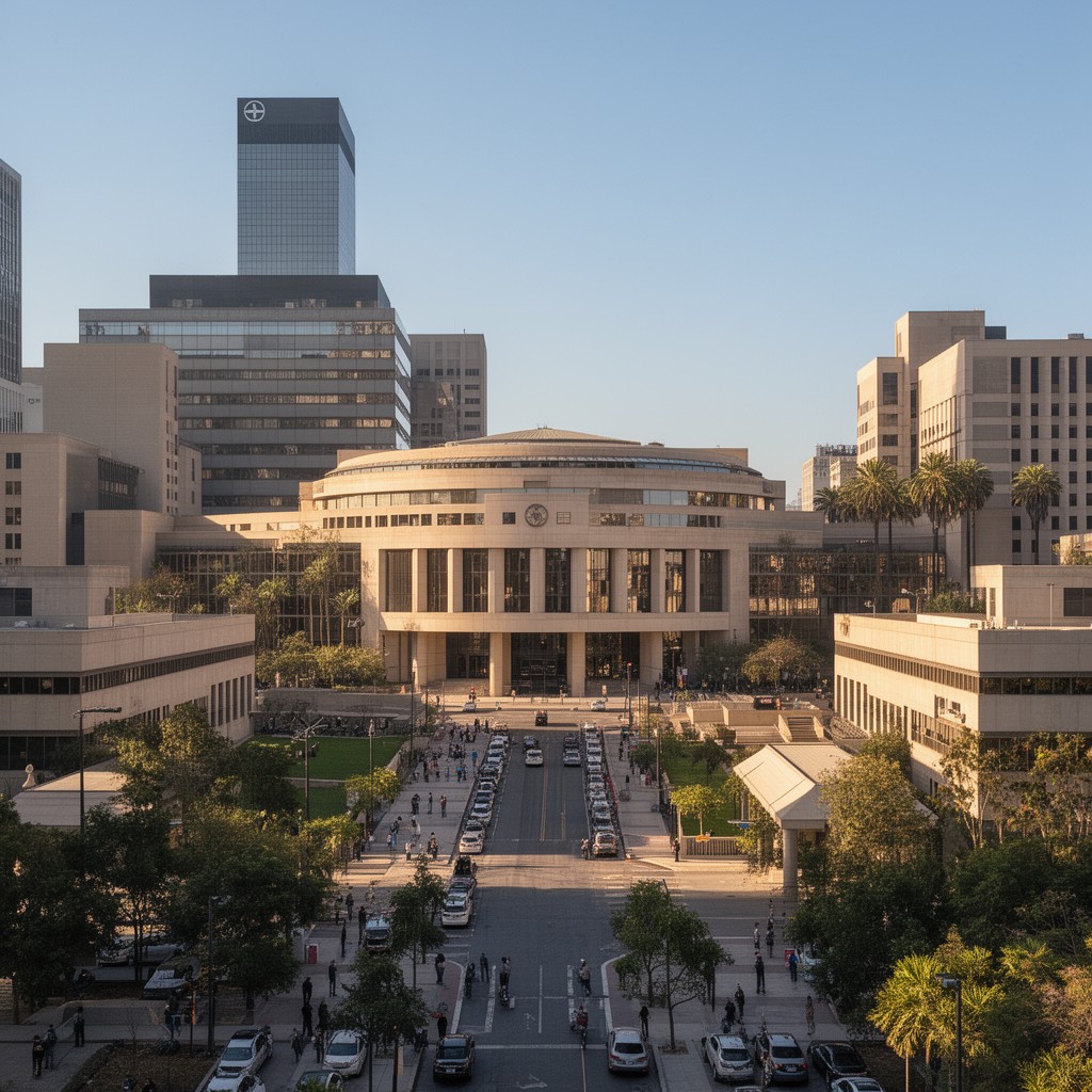 AI-generated illustration of Clara Shortridge Foltz Criminal Justice Center