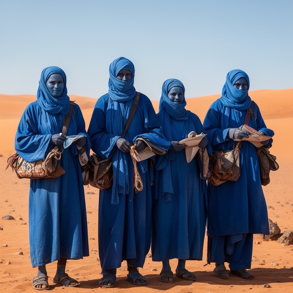 AI-generated illustration of Blue Men of the Sahara