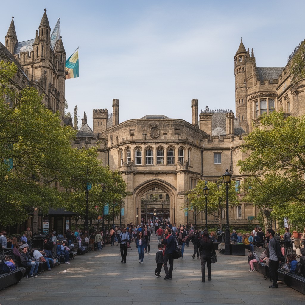 AI-generated illustration of Cardiff University