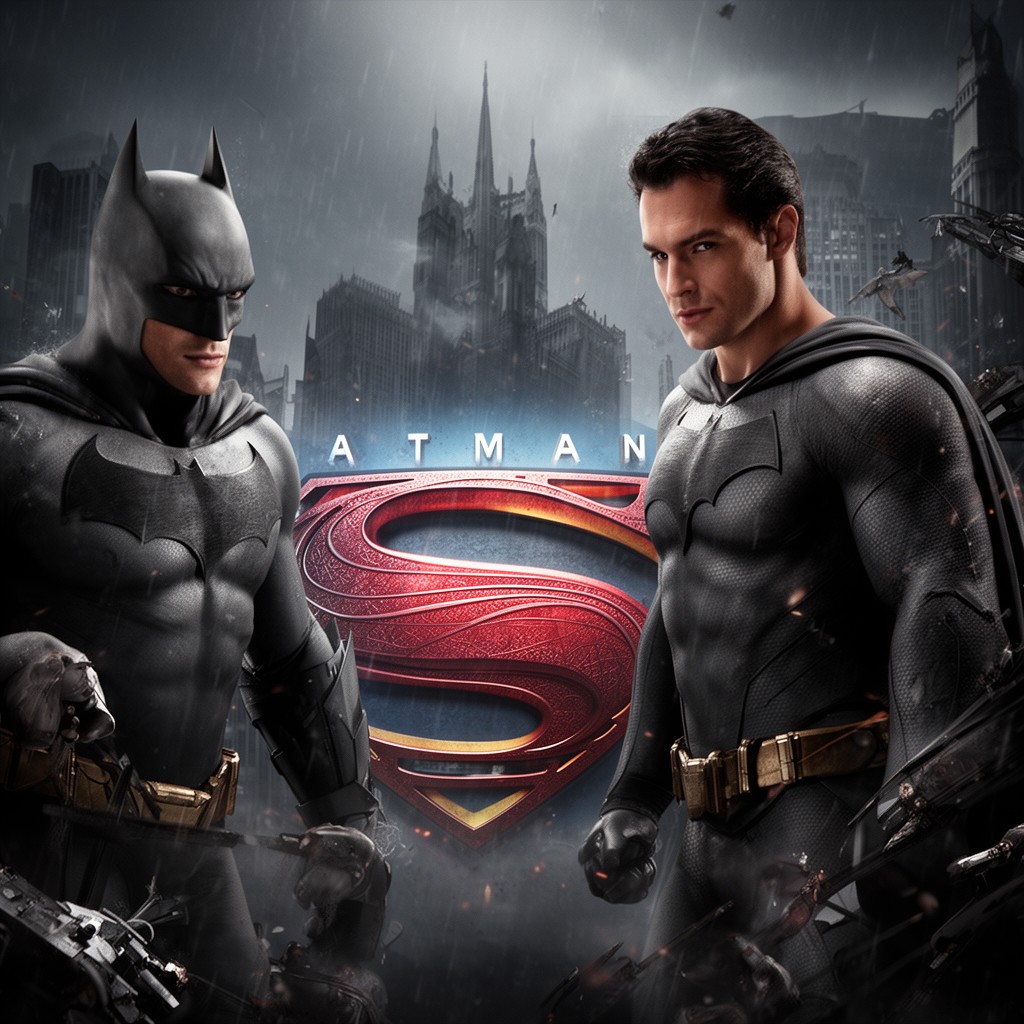 AI-generated illustration of Batman v Superman: Dawn of Justice