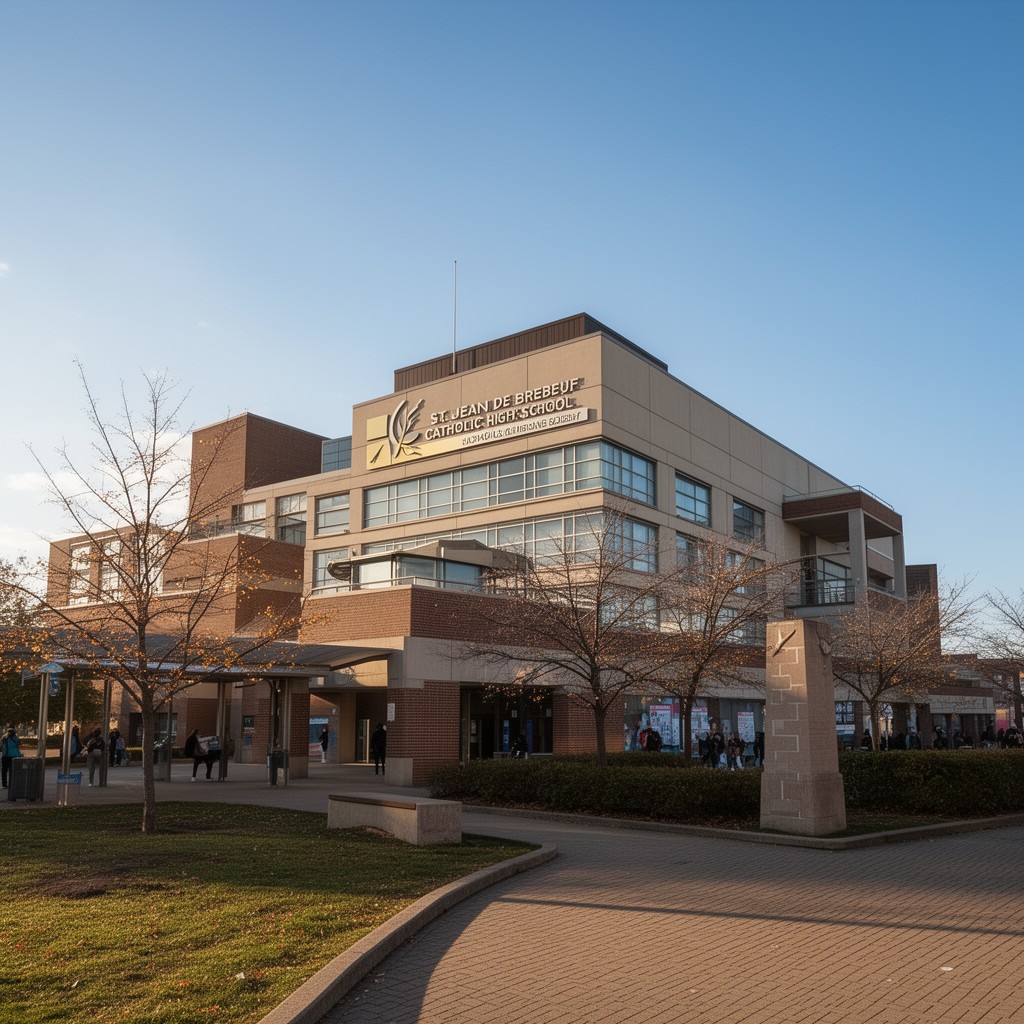 AI-generated illustration of St. Jean de Brebeuf Catholic High School
