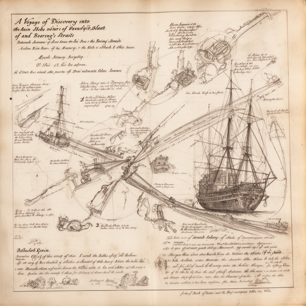 AI-generated illustration of A Voyage of Discovery into the South Sea and Beering’s Straits