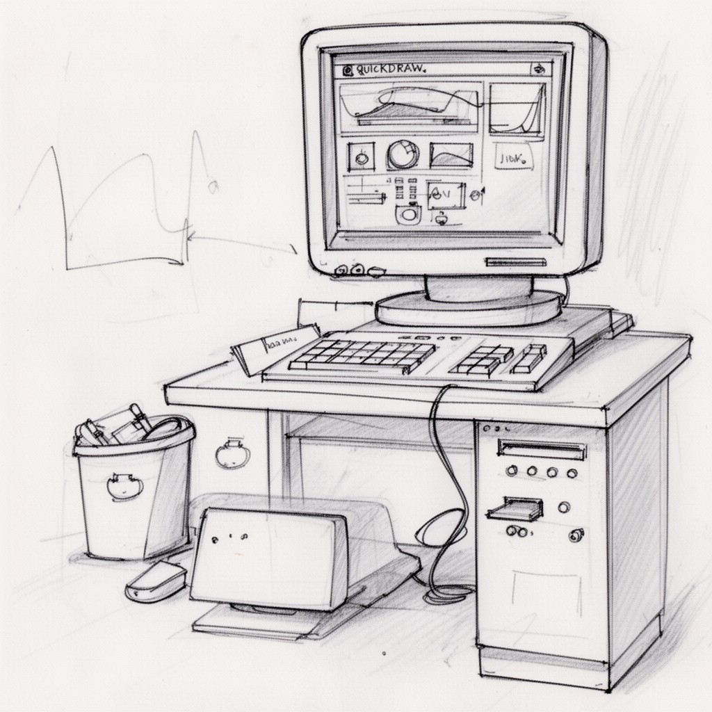 AI-generated illustration of QuickDraw graphics system