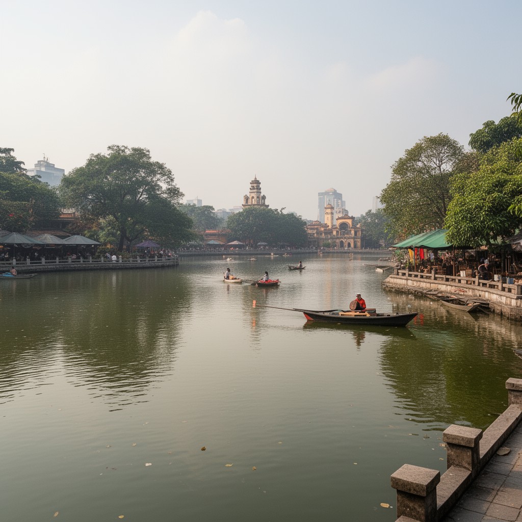 AI-generated illustration of West Lake
