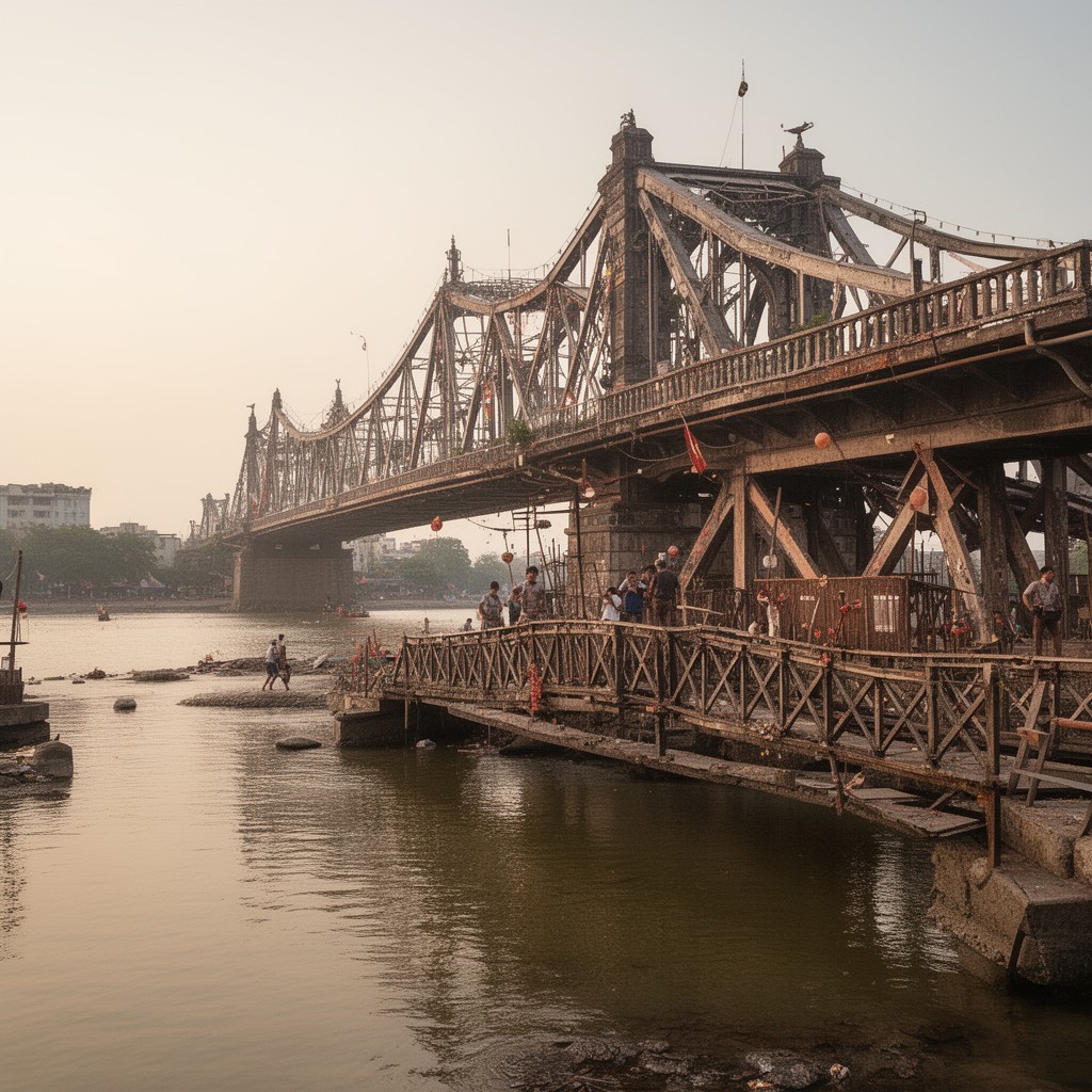 AI-generated illustration of Long Biên Bridge