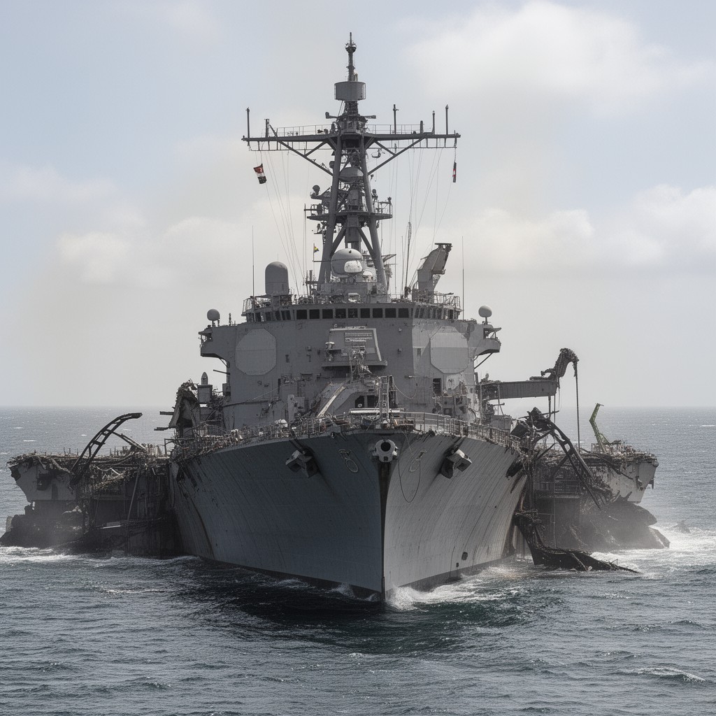 AI-generated illustration of United States Naval Vessel Register (stricken after sinking)