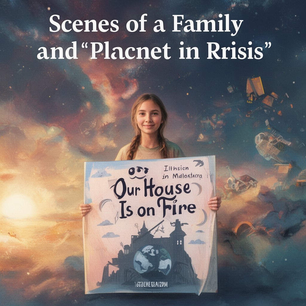 AI-generated illustration of Scenes of a Family and a Planet in Crisis