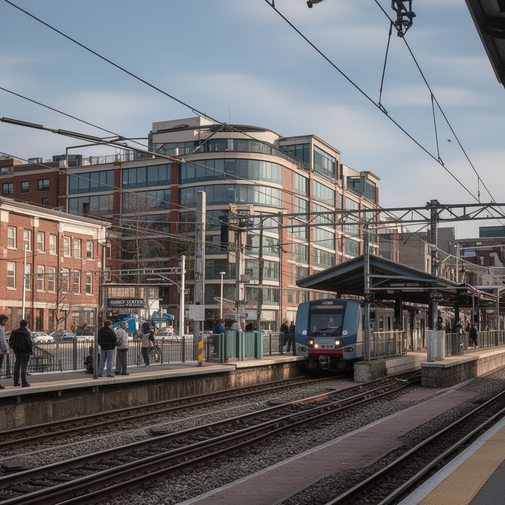 AI-generated illustration of Quincy Center station