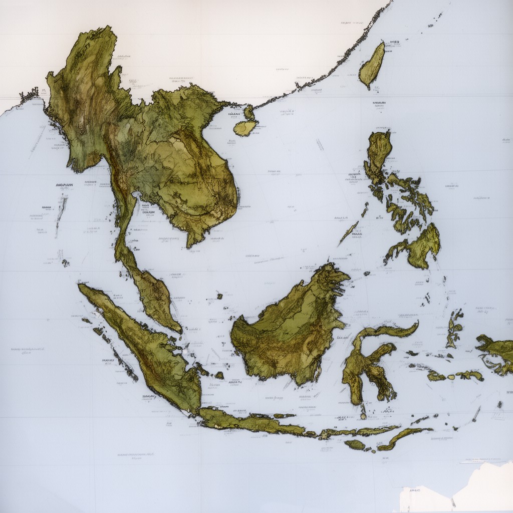 AI-generated illustration of Malay Peninsula