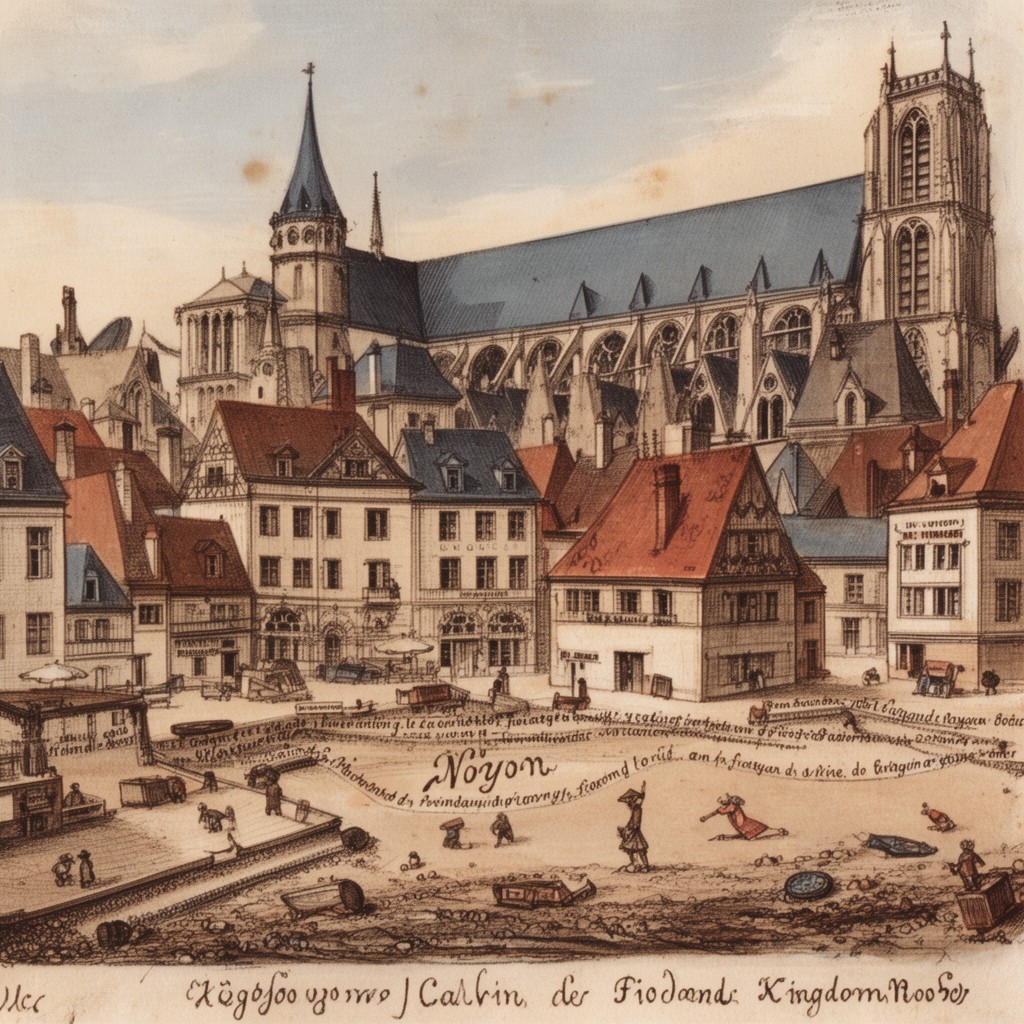 AI-generated illustration of Noyon, Picardy, Kingdom of France