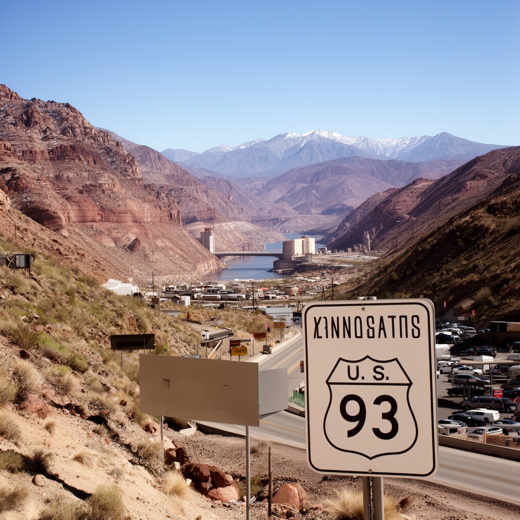 AI-generated illustration of U.S. Route 93 (historically)