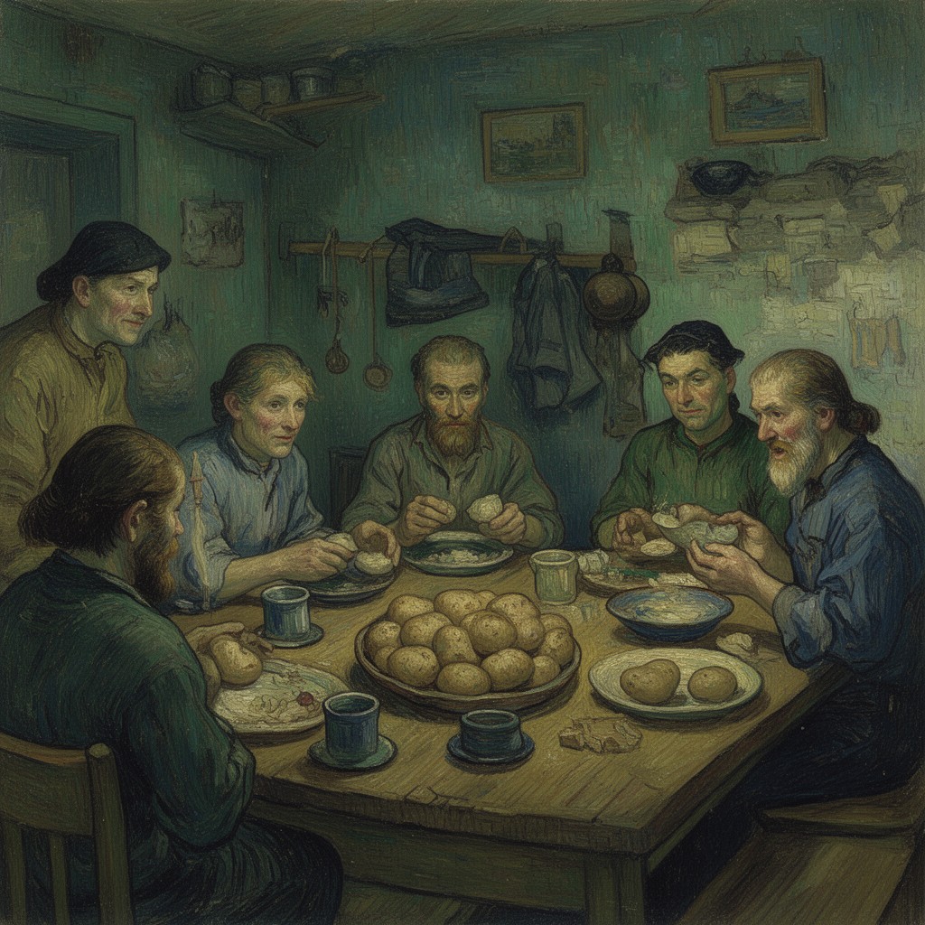AI-generated illustration of The Potato Eaters