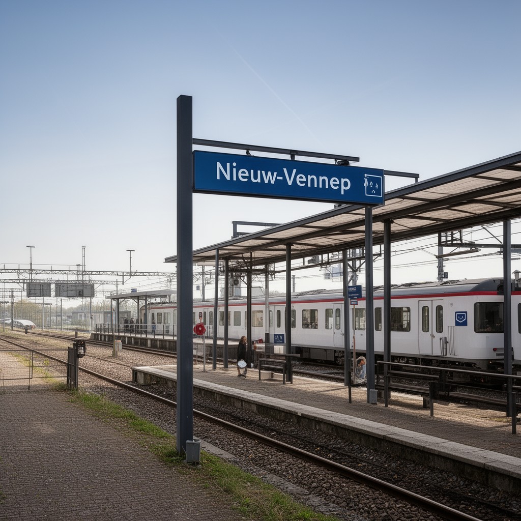 AI-generated illustration of Nieuw-Vennep railway station
