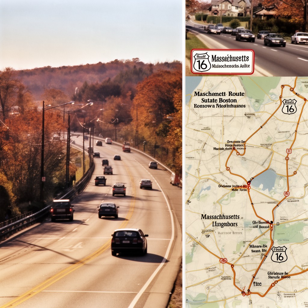 AI-generated illustration of Massachusetts Route 16