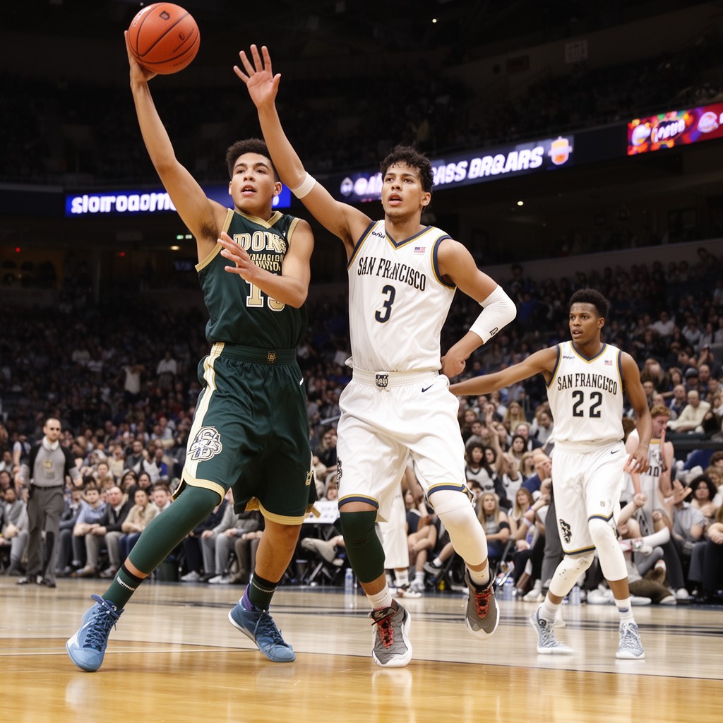 AI-generated illustration of San Francisco Dons men's basketball